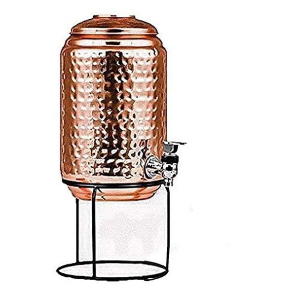 Hammered 5 Litre Copper Water Dispenser (Matka/Pot) Container Pot WIth Stand 100% Pure Copper and Ayurveda Benefit