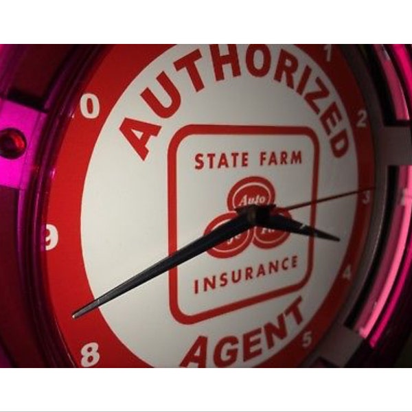 State Farm Insurance Agent Office Advertising Neon Wall Clock Sign