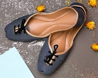 Custom Slippers : Handmade Lace-Up Jutti Flats | Ethnic Indian Shoes