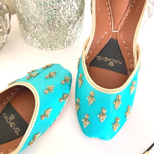Handcrafted Blue Khussa Jutti: Bridal Ethnic Slip-Ons