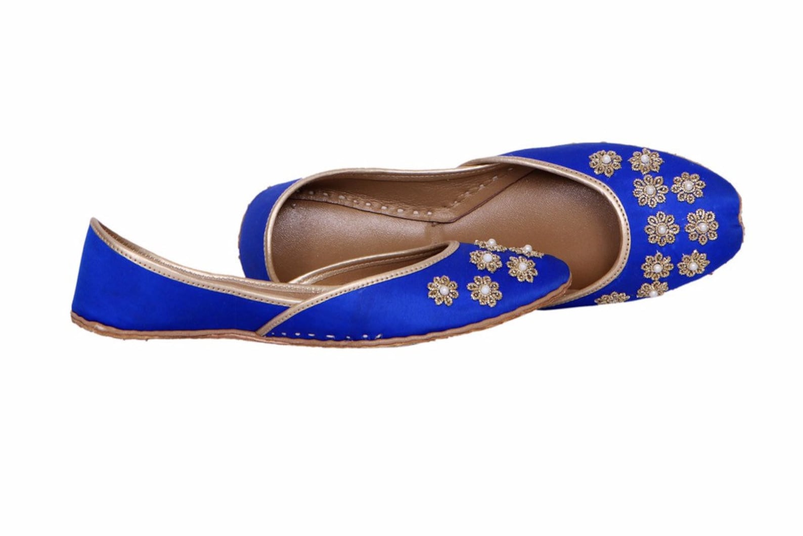 blue base embellished ballet flat shoes blue jutis blue slip ons mojari blue khussa