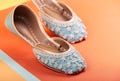 Sky Blue Pearl Bridal Flats: Handmade Indian Wedding Shoes product logo