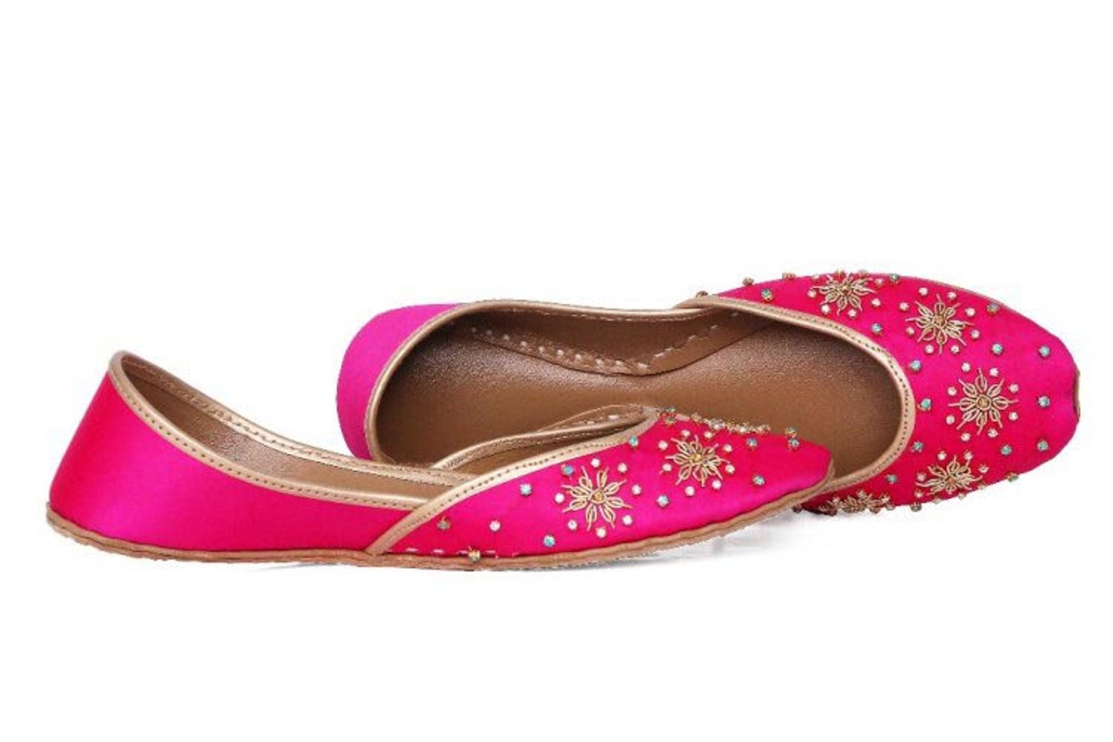 boho hand embroidered handmade pink ballet flat shoes pink slip ons