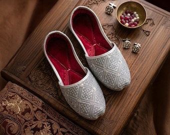 Silver Sequin Men Wedding Loafers Embroidered Groom Slip Ons