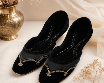 Black Velvet Wedding Flats - Sheer Mesh Bridal Ballet Shoes