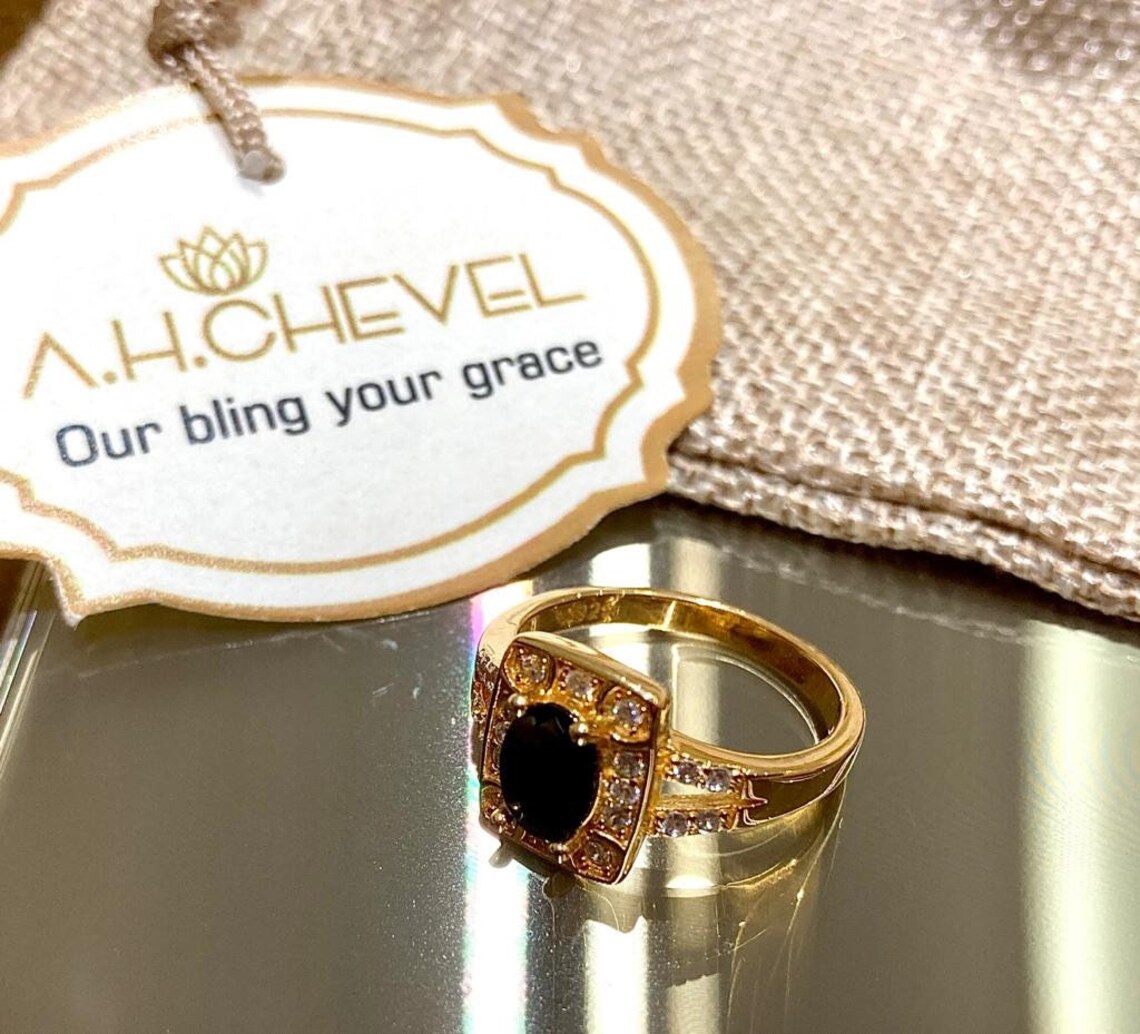 Classic 22k gold plated sterling 925 silver ring with high Etsy