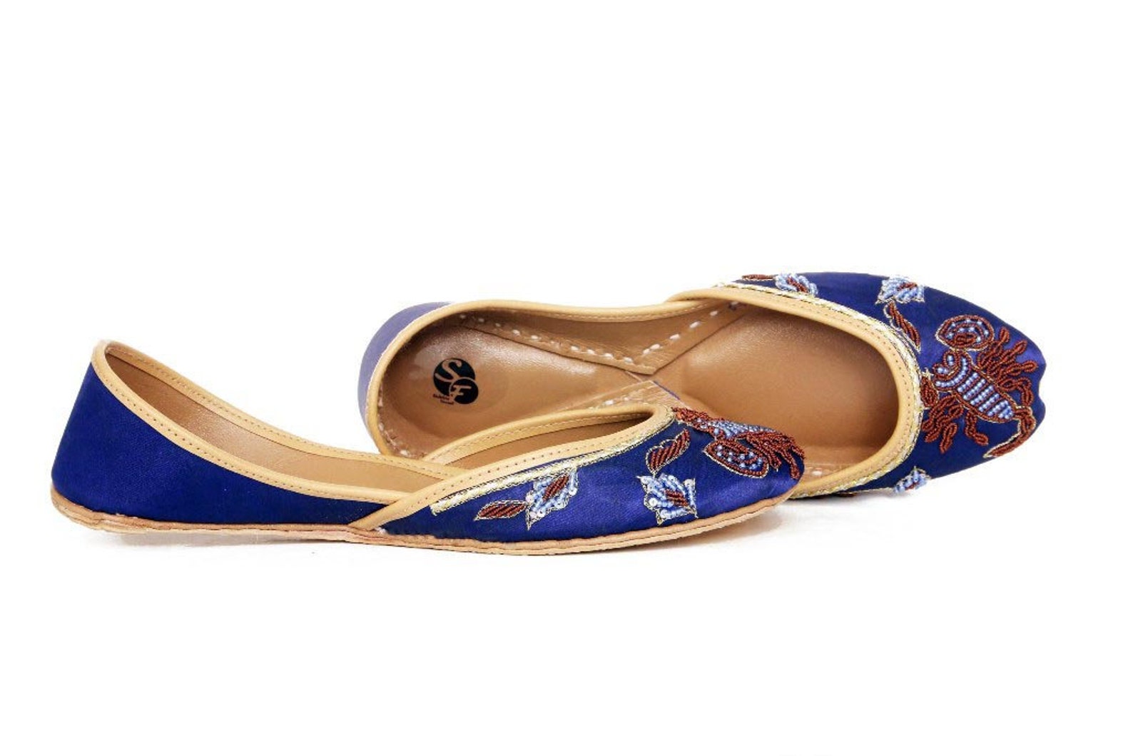 blue embellished ballet flat shoes blue juti blue khussa blue mojari indian blue mojari