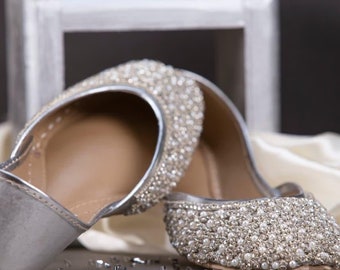 silver sparkly flat shoes