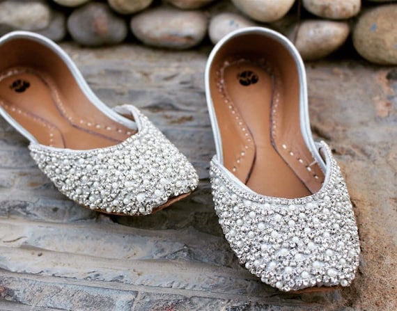 silver embellished flats