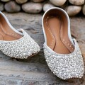 Elegant Pearl Wedding Flats: White Bridal Jutti Khussa product logo