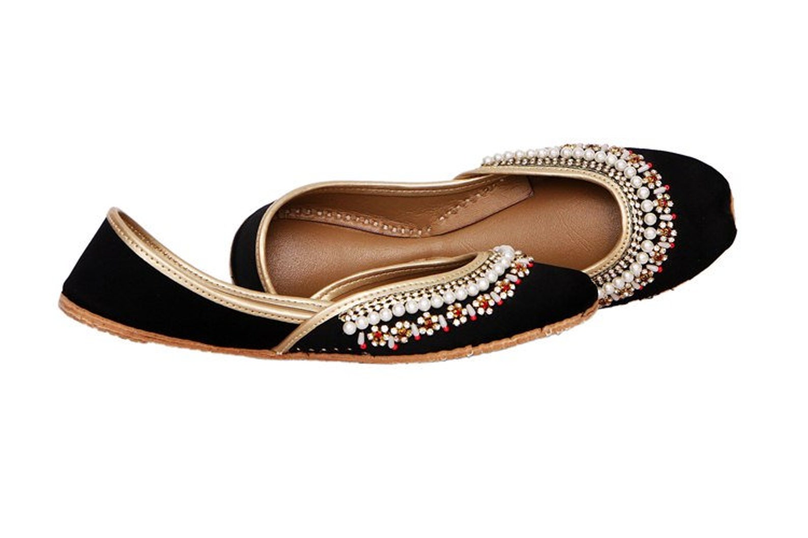 handmade embellished black women flat shoes ballet flats kundan khussa juti ethnic shoes brooch bridal shoes mojari indian jutti