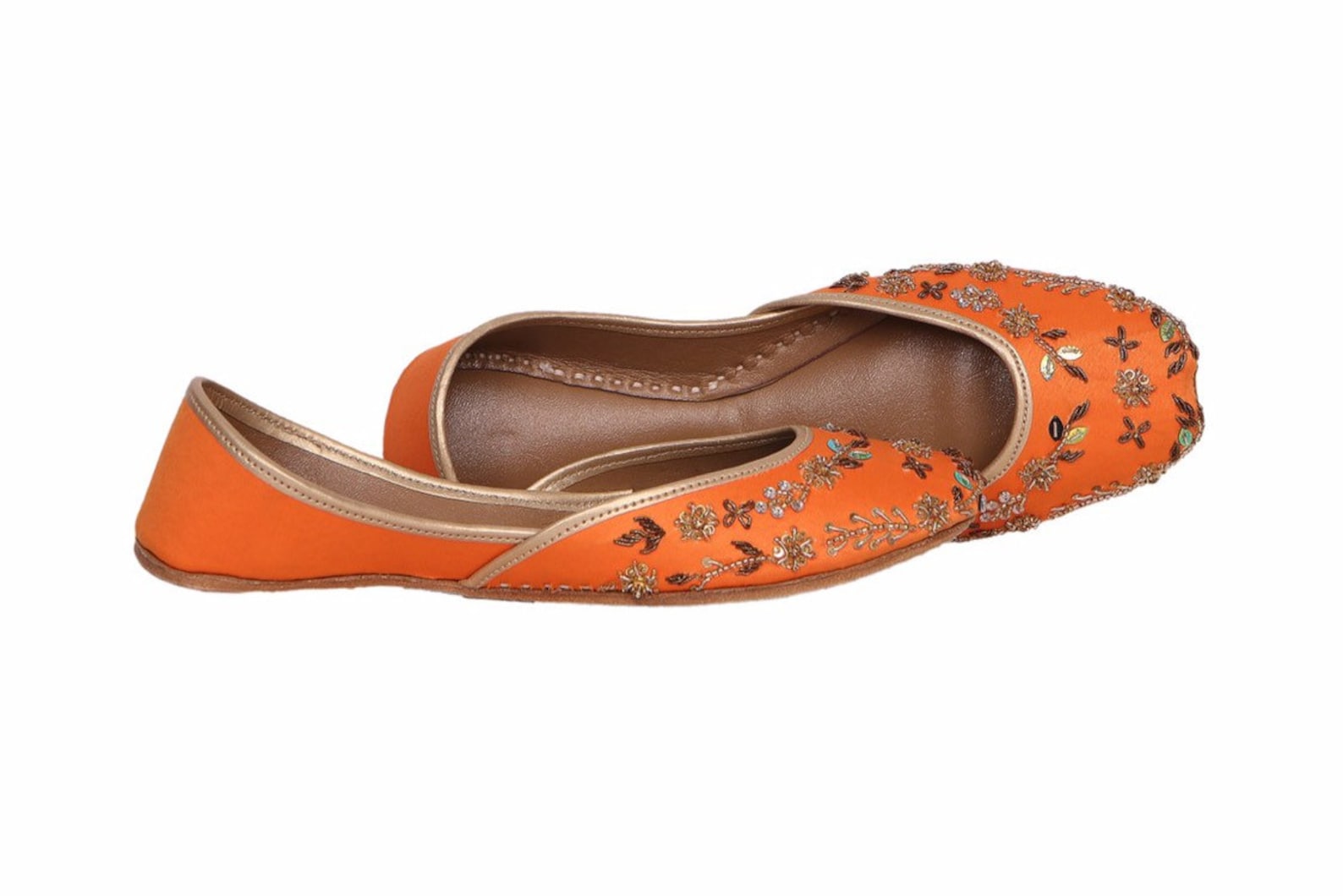 beautiful embellished flat shoes orange ballet flats indian kundan jotis khussa