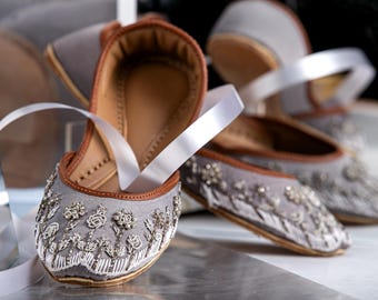 Silver Wedding Shoes: Rhinestone Embellished Flats