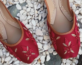red flat heel shoes