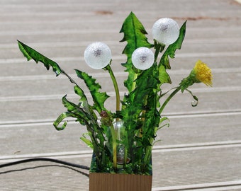 Table Lamp blowball Taraxacum , dandelion night lamp, Deco object, lamp in the form of almost real dandelions