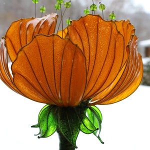 Lampe de table féerique magique à fleurs jaunes avec horloge et oiseaux, une lampe pour la cheminée ou pour le piano image 8