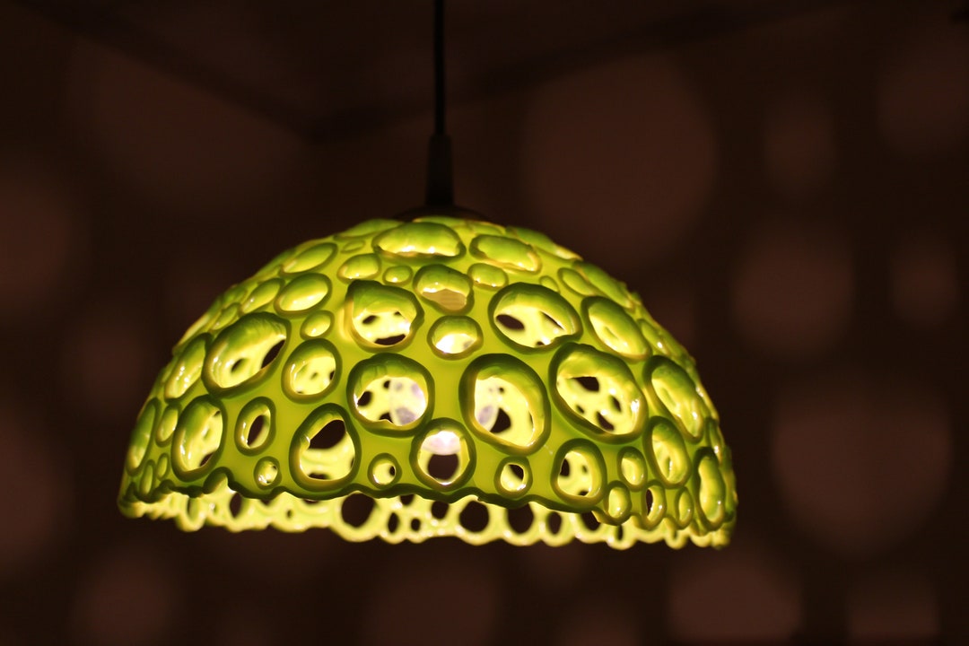 Ceiling Night Light Green Lamp Shade Perforated With Round Etsy
