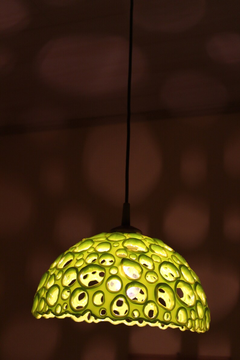 Ceiling Night Light Green Lamp Shade Perforated With Round Etsy