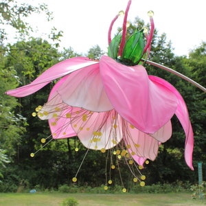 Aquilegia flower Floor Lamp, Variable Height Lamp, Fabulous pink and rose flower