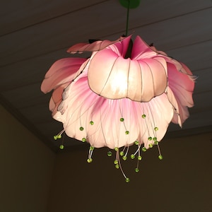 Chandelier sakura flower, fairy pendant lampshade , pink purple ceiling lamp