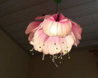 Chandelier sakura flower, fairy pendant lampshade , pink purple ceiling lamp