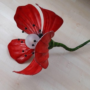 Lamp light Table Lamp Minimalist lighting Red Poppy Interior Lighting Sculpture Lamp Shade Art Craft Table Lamp Soft light