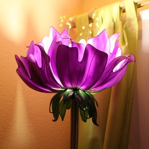 Purple flower  reading Floor Lamp  , pivoine lighting sculptur