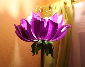 Purple flower  reading Floor Lamp  , pivoine lighting sculptur