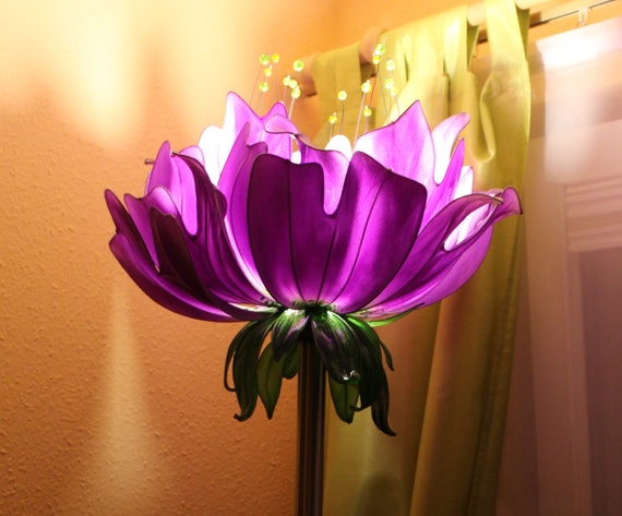 Purple Flower Reading Floor Lamp Pivoine Lighting Sculptur