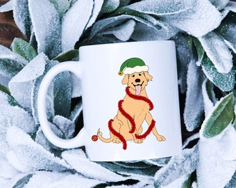 Labrador - Christmas Mug - 11oz Ceramic Mug - Plain or Coloured Handle & Rim - Dog Lover Gift