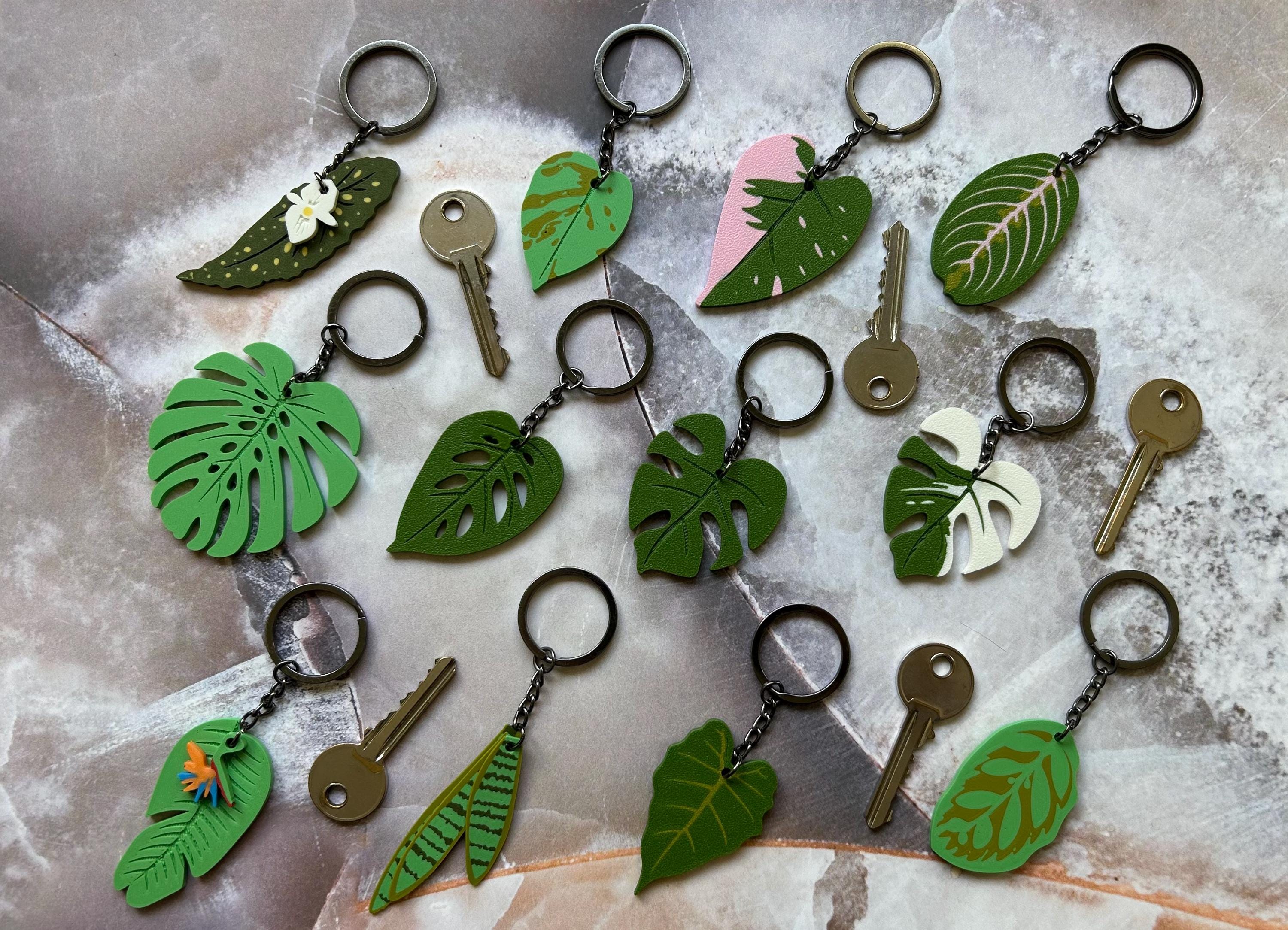 3D Printed Houseplant Keychain: Botanical Plant Lover Gift