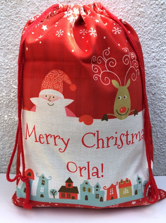 Christmas Drawstring Santa Sack Personalised with any Etsy