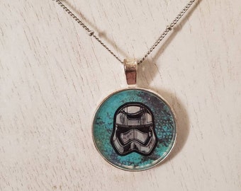 1" Storm Trooper on teal necklace