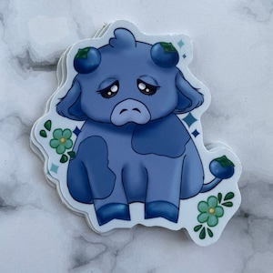 Cute blueberry cow highland cow sticker