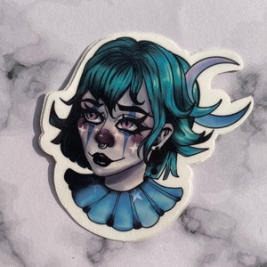 night theme clown girl sticker waterproof primary color clown sticker