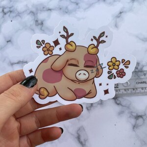 Cute Peach cow sleepy highland cow sticker