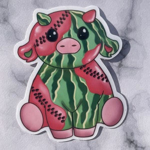 Super cute watermelon cow fruit cow highland cow sticker