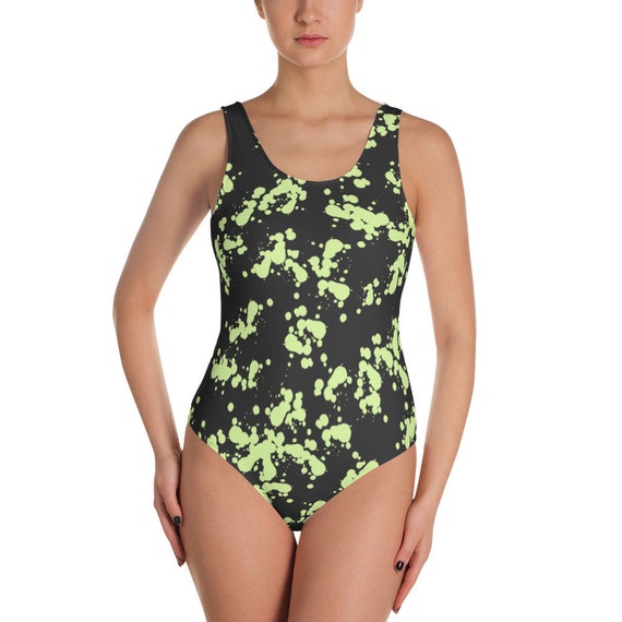 bright green one piece swimsuit