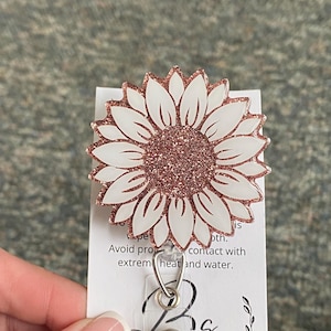 White Sunflower Badge Reel