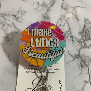 Sparkly Lungs Badge Reel: Handmade Glitter Resin Retractable ID Holder