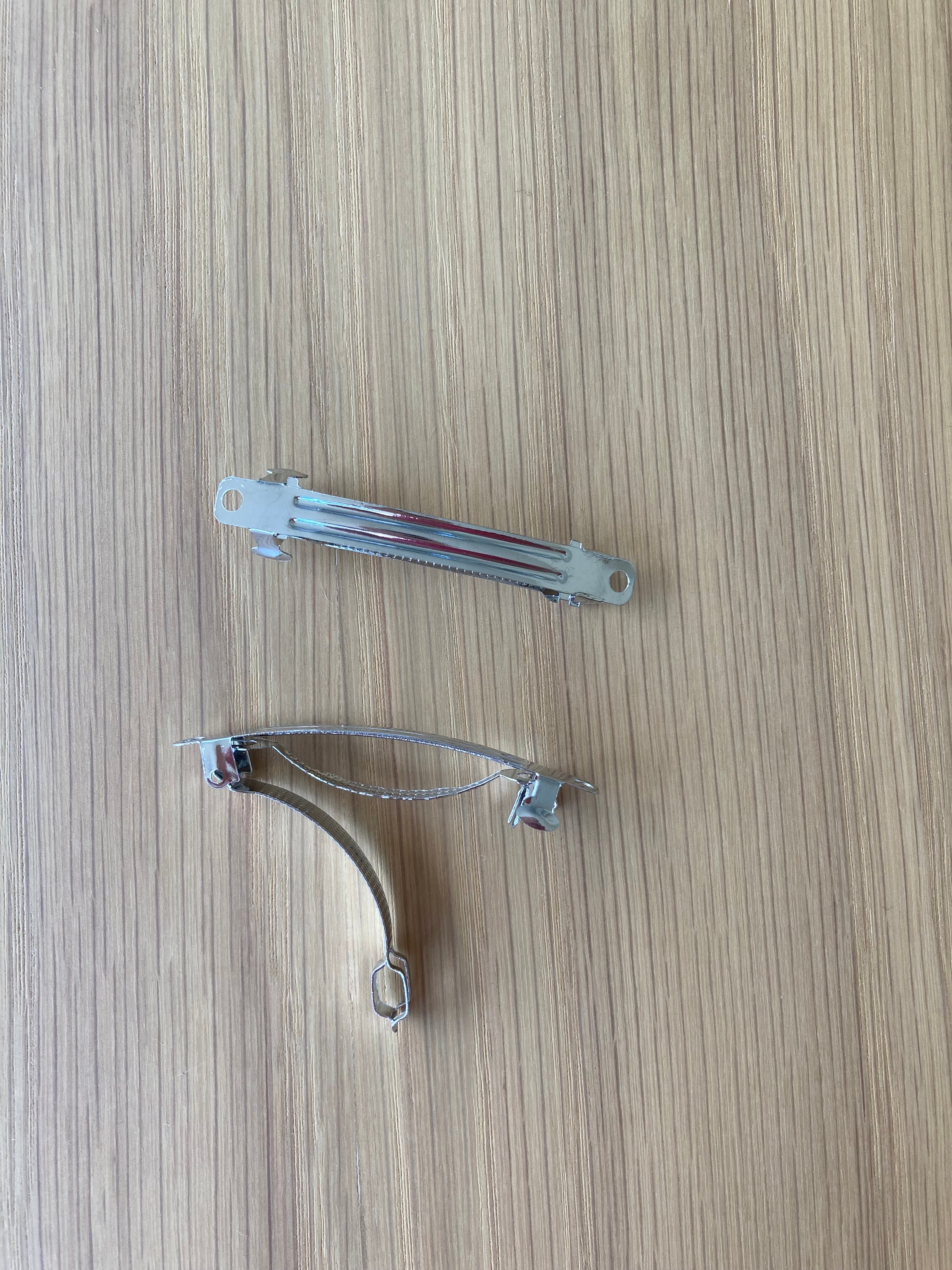 Hair barrettes 6 cm silver metal Etsy