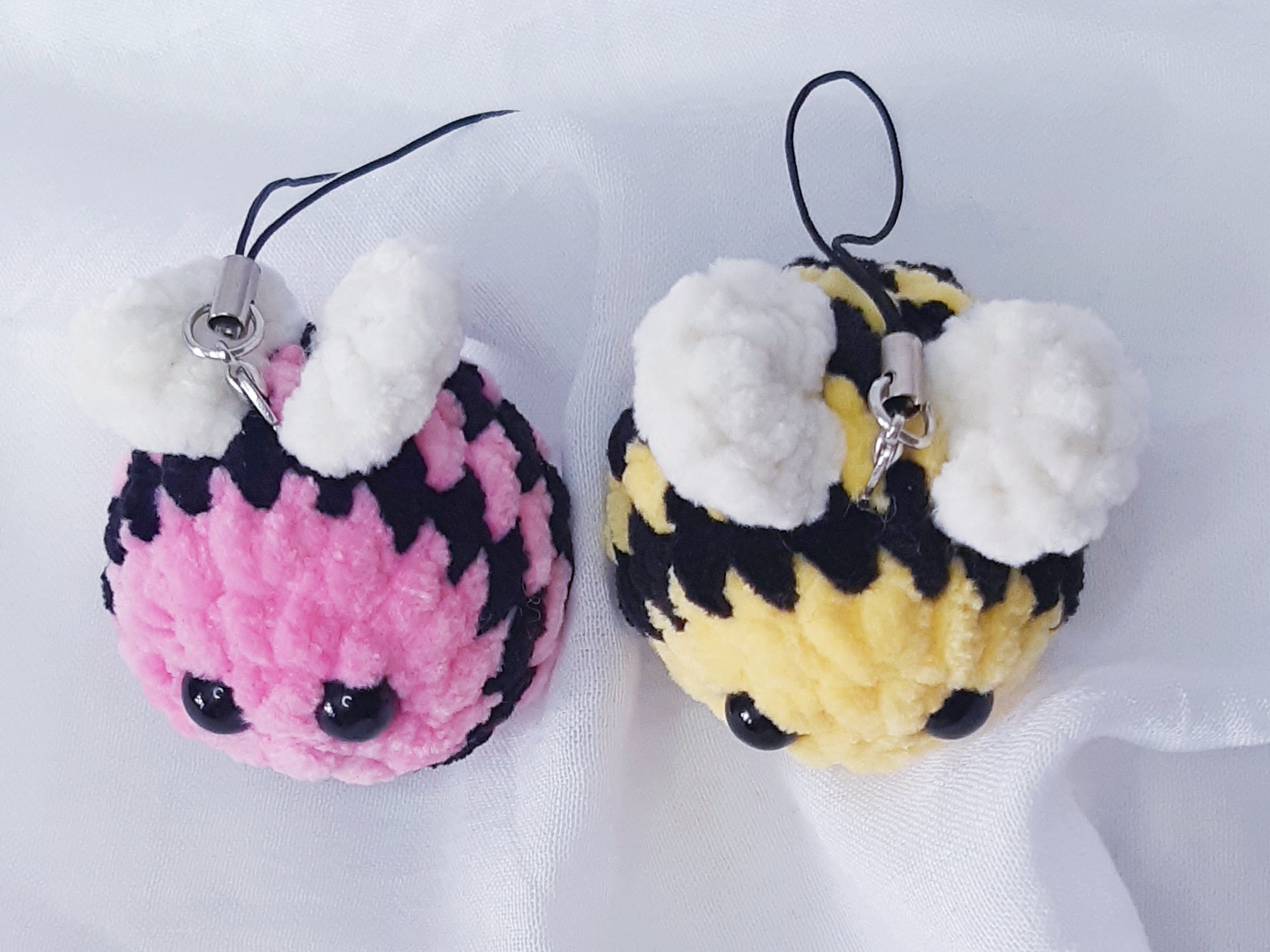 Strawberry Bee Keychain Gift Box Crochet Pink Bee Plushie | Etsy