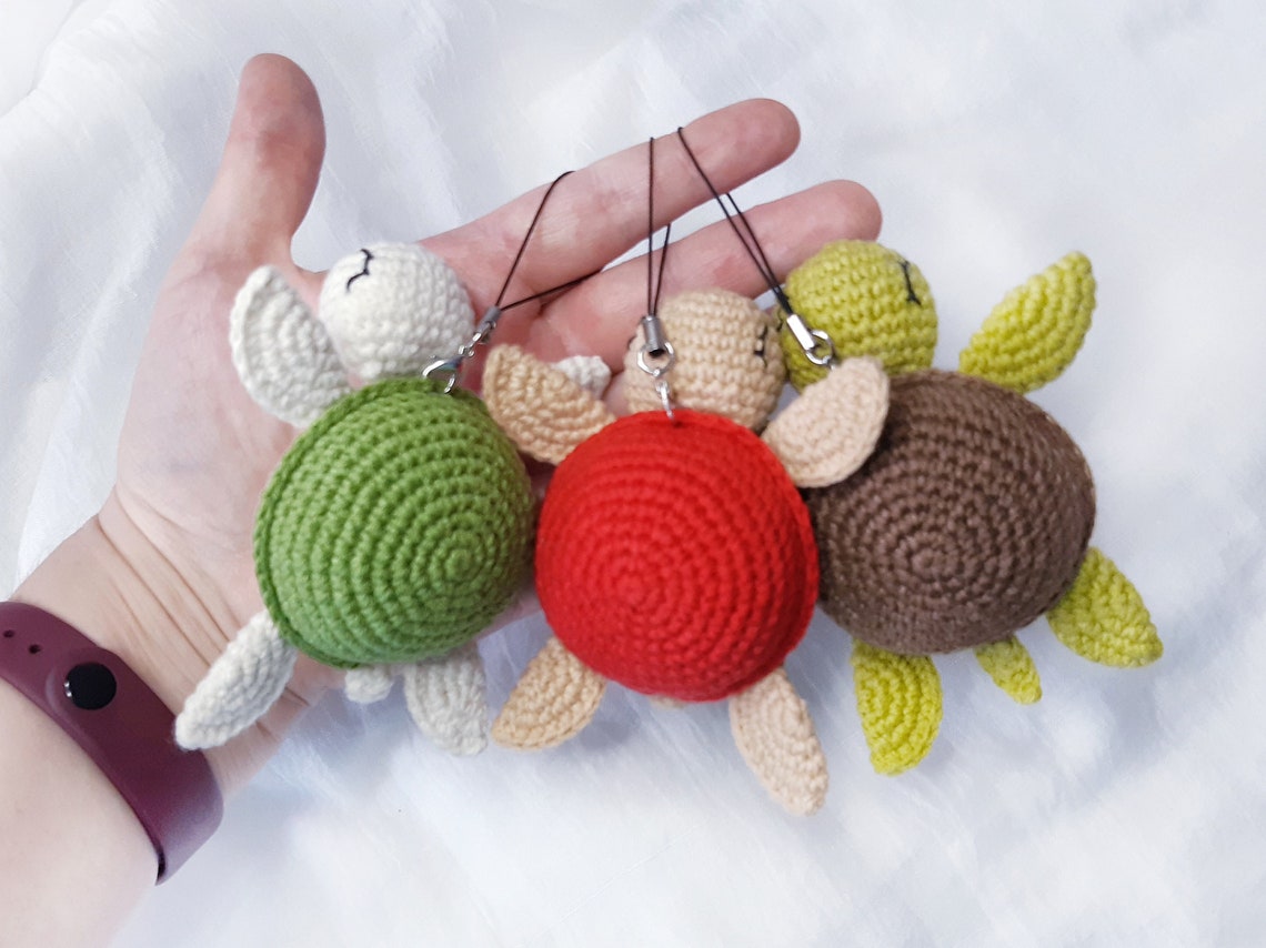 Adorable crochet stuff turtle keychain plushes turtle soft Etsy
