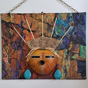 Gourd, Gourd Wall Hanging, Gourd Art, Southwest Art, by Award Winning Gourd Artist, Patricia Carroll Sailors