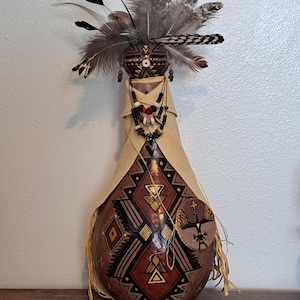 Gourd, Gourd Art, Gourd Figurine, Gourd Maiden, Kachina,  Southwest Art,  by Award Winning Gourd Artist Patricia Carroll Sailors