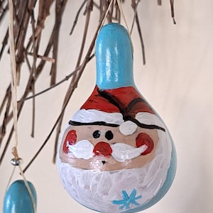 Gourd, Gourd Ornament, Santa, by Award Winning Gourd Artist,  Patricia Carroll Sailors.