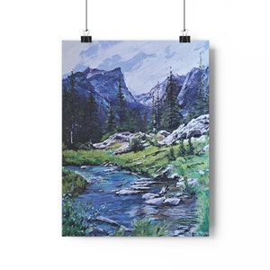 Giclée Art Print, Mountains & Stream, from original painting by Patricia Carroll Sailors
