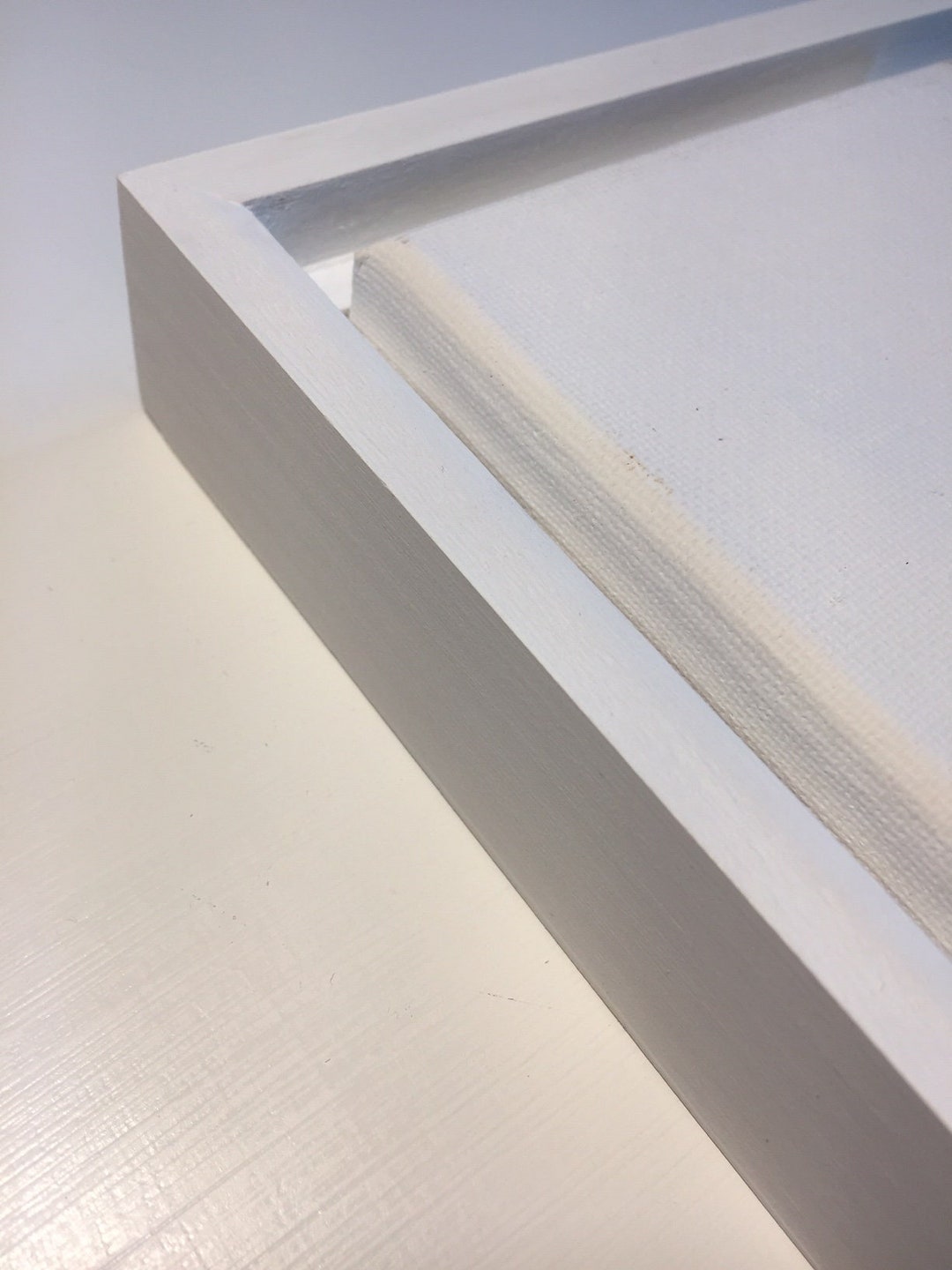 White Custom Wood Floating Frames 3/4 Deep Canvas, Canvas Floating