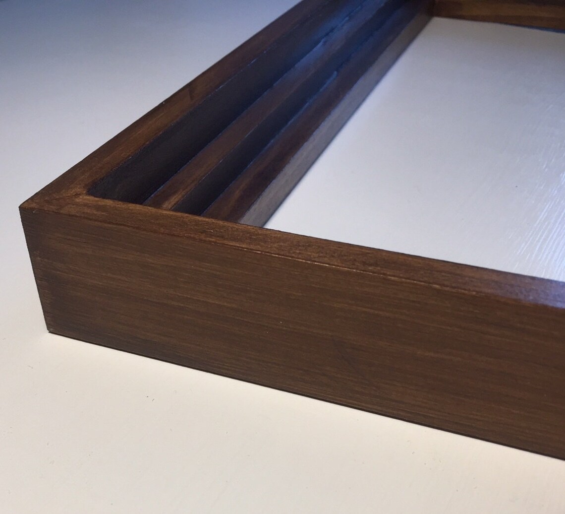 Antique Oak Stained Custom Wood Floating Frames Canvas Float Etsy