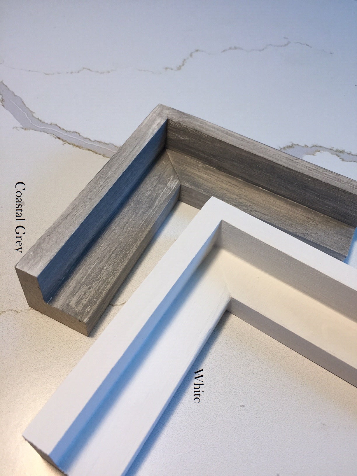 Coastal Gray Whitewashed Grey Custom Wood Floating Frames (3/4" deep canvas), Canvas Float Frames, Cradle Board Floating Frames
